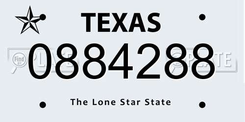 0884288 Texas License Plate