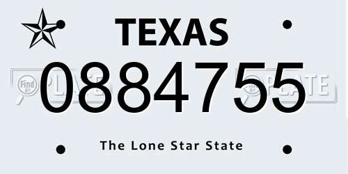 0884755 Texas License Plate
