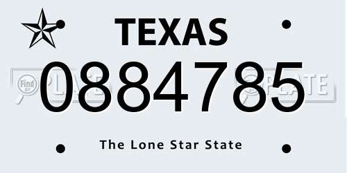 0884785 Texas License Plate