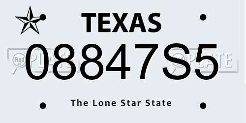 08847S5 Texas License Plate