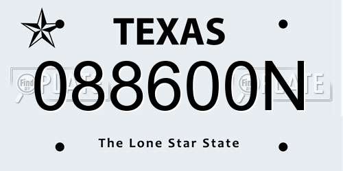 088600N Texas License Plate