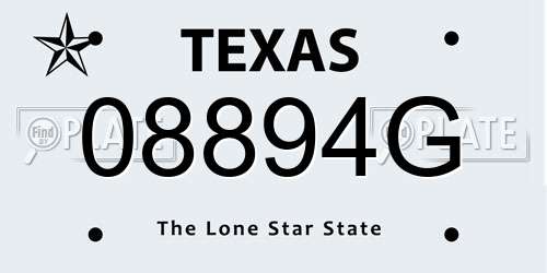 08894G Texas License Plate