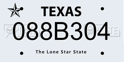 088B304 Texas License Plate