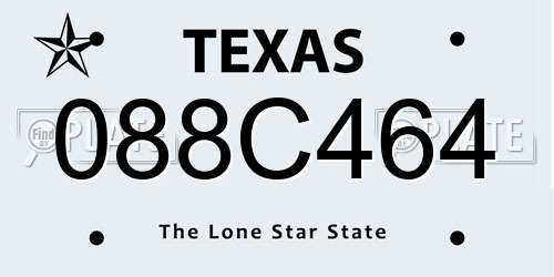 088C464 Texas License Plate