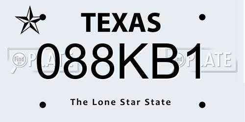 088KB1 Texas License Plate