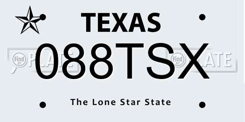 088TSX Texas License Plate
