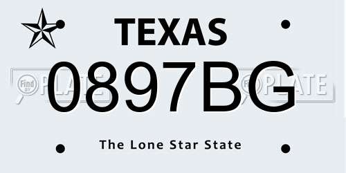 0897BG Texas License Plate