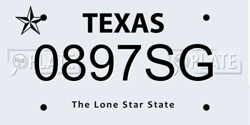 0897SG Texas License Plate