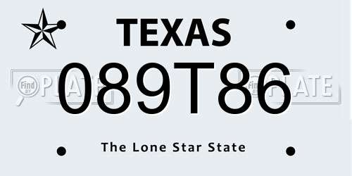 089T86 Texas License Plate