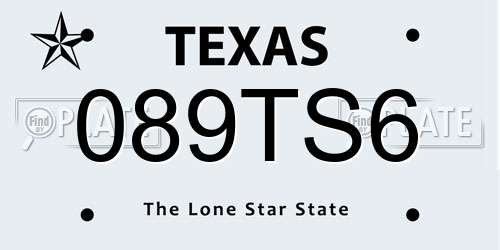 089TS6 Texas License Plate