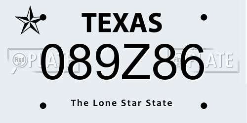 089Z86 Texas License Plate