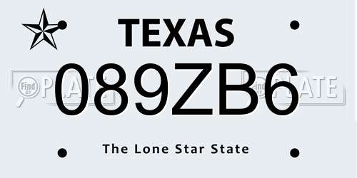 089ZB6 Texas License Plate