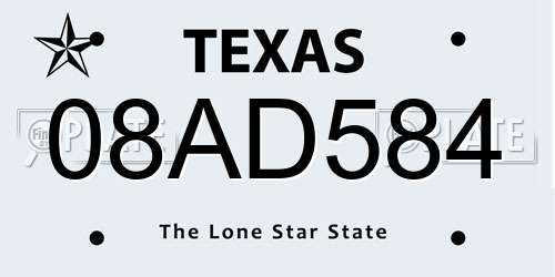 08AD584 Texas License Plate