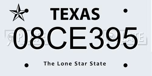 08CE395 Texas License Plate