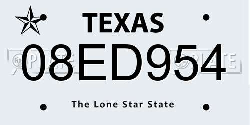 08ED954 Texas License Plate