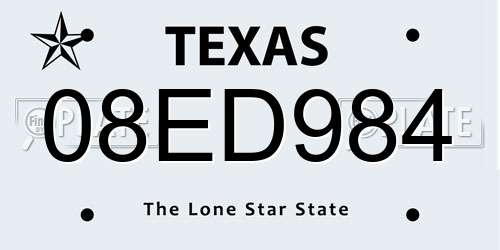 08ED984 Texas License Plate