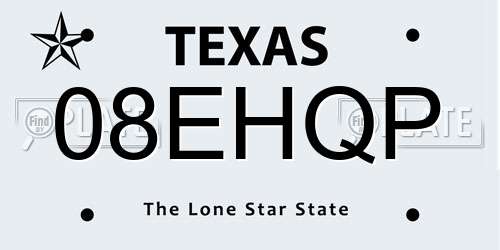 08EHQP Texas License Plate