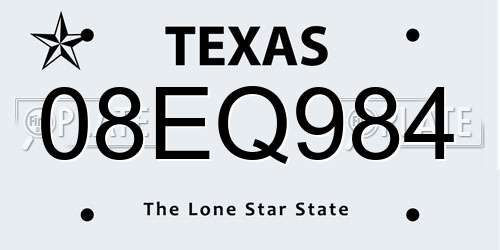 08EQ984 Texas License Plate