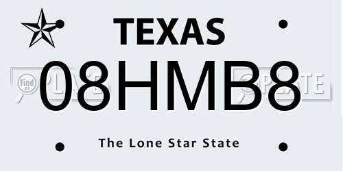 08HMB8 Texas License Plate