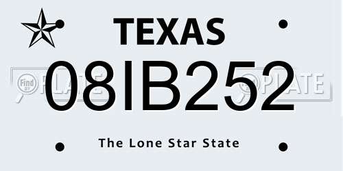 08IB252 Texas License Plate