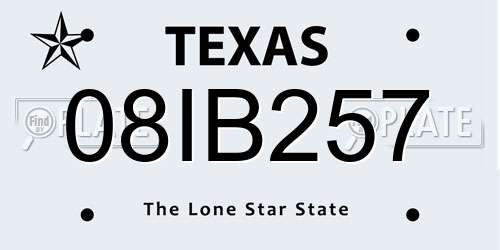 08IB257 Texas License Plate