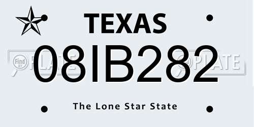 08IB282 Texas License Plate