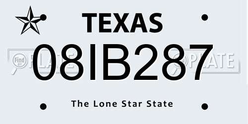 08IB287 Texas License Plate