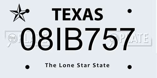 08IB757 Texas License Plate