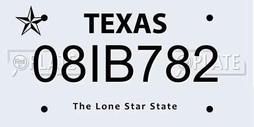 08IB782 Texas License Plate