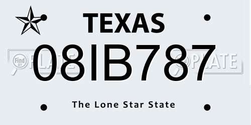 08IB787 Texas License Plate