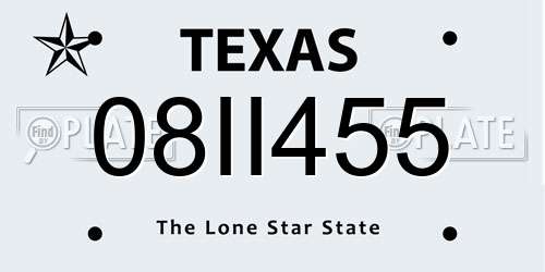 08II455 Texas License Plate