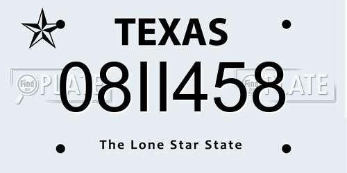 08II458 Texas License Plate