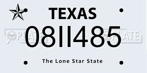 08II485 Texas License Plate