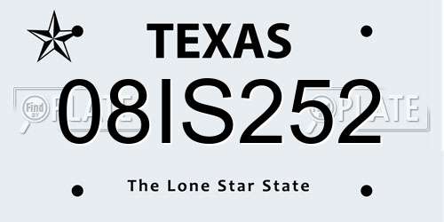 08IS252 Texas License Plate
