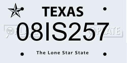 08IS257 Texas License Plate