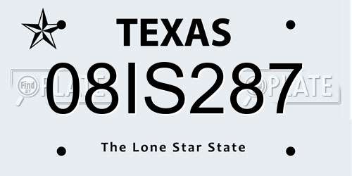 08IS287 Texas License Plate