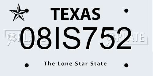 08IS752 Texas License Plate