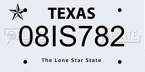 08IS782 Texas License Plate