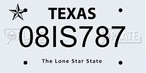 08IS787 Texas License Plate