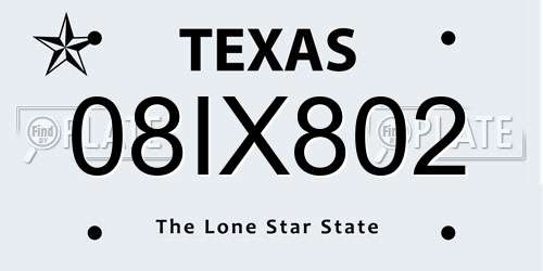 08IX802 Texas License Plate