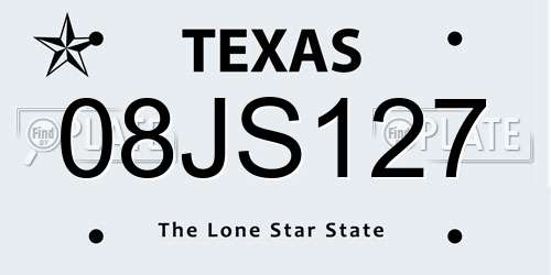 08JS127 Texas License Plate