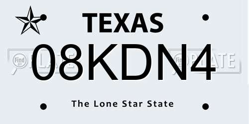 08KDN4 Texas License Plate