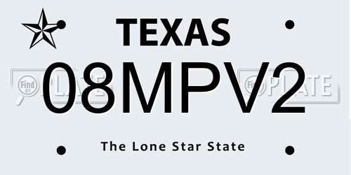 08MPV2 Texas License Plate