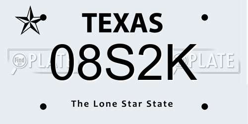 08S2K Texas License Plate