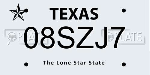 08SZJ7 Texas License Plate