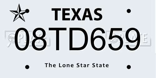 08TD659 Texas License Plate