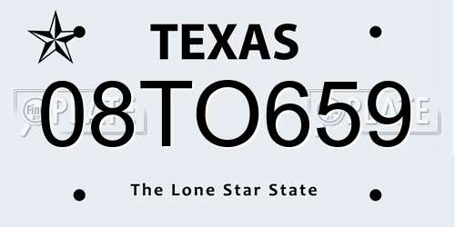 08TO659 Texas License Plate