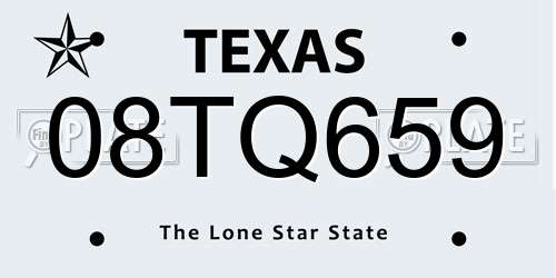08TQ659 Texas License Plate