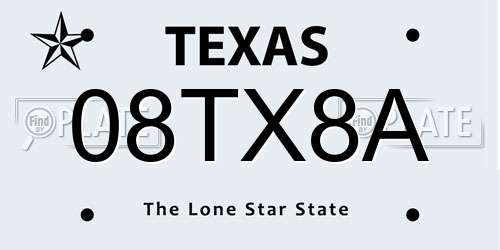08TX8A Texas License Plate