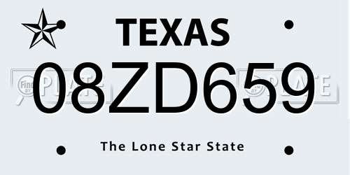 08ZD659 Texas License Plate